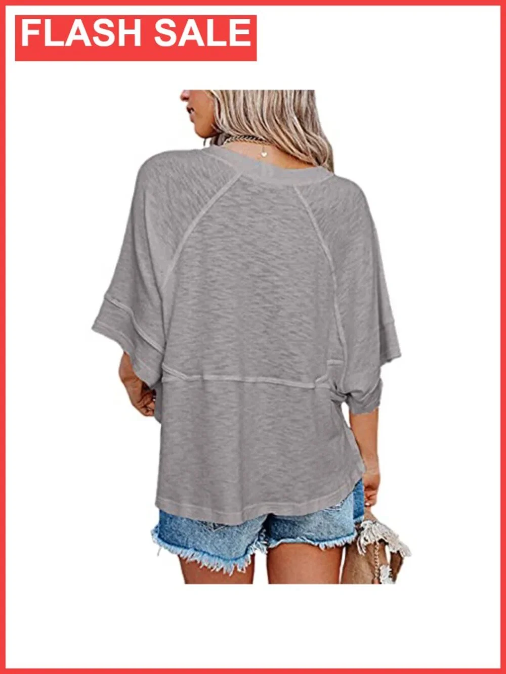 Women's 3/4 Sleeve Loose Fit Crewneck Casual T-Shirt Cotton Blend Top